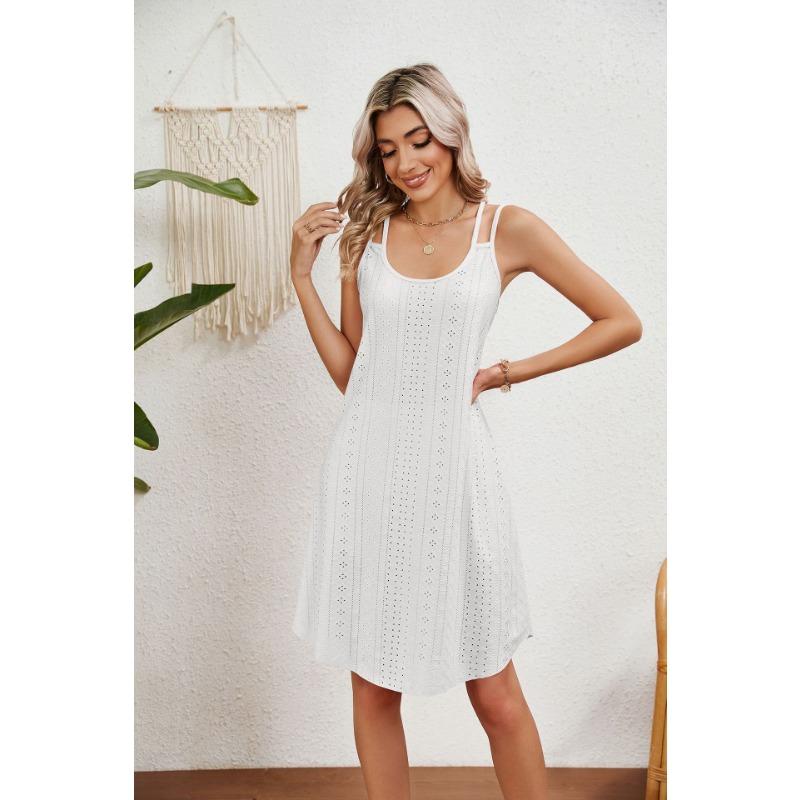 Summer Women's Halter Dress Solid Colour Round Neck Halter Loose Sleeveless Dresses