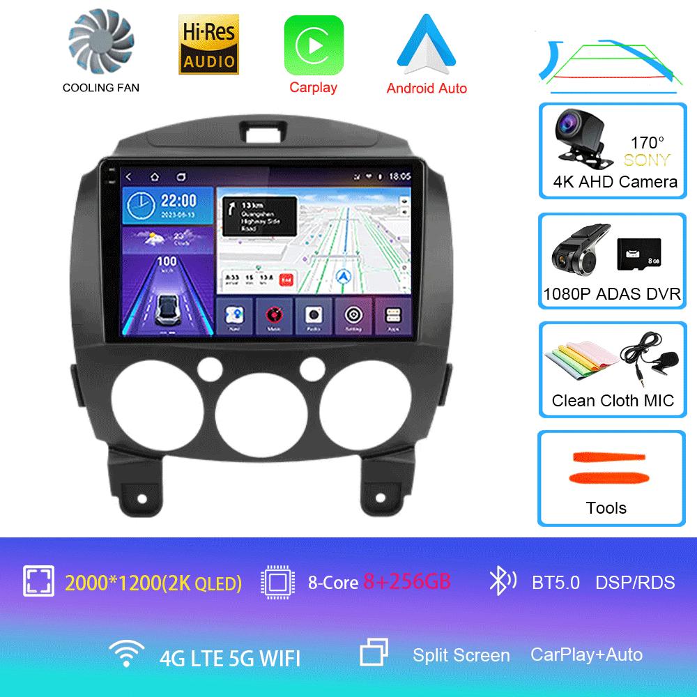 Android 14 Car Radio Multimedia Player For MAZDA 2 Mazda2 2007 2008 2009 2010 2011 2012 2013 2014 GPS Navi 2 Din Autoradio QLED