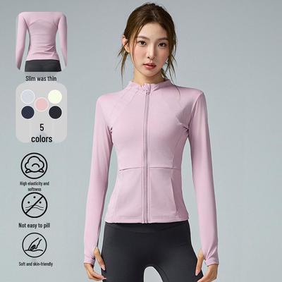 Women's Stand-Up Collar Zip-Up Long Sleeve Yoga Top