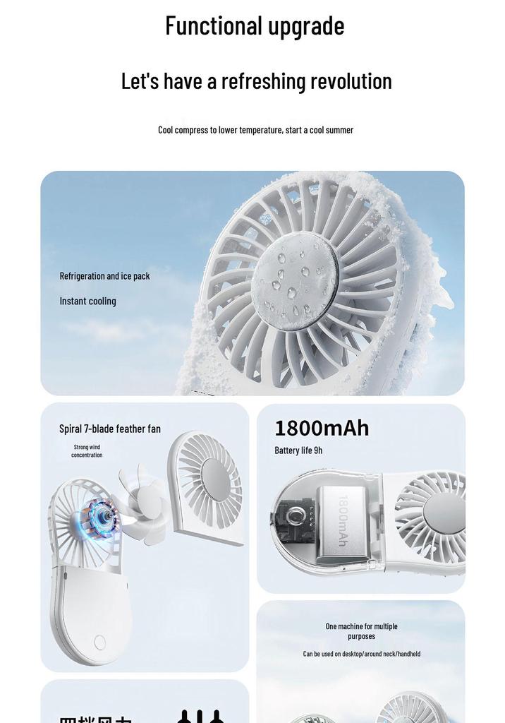 Portable Handheld Folding Neck and Desktop Multi-Purpose Cooling Fan