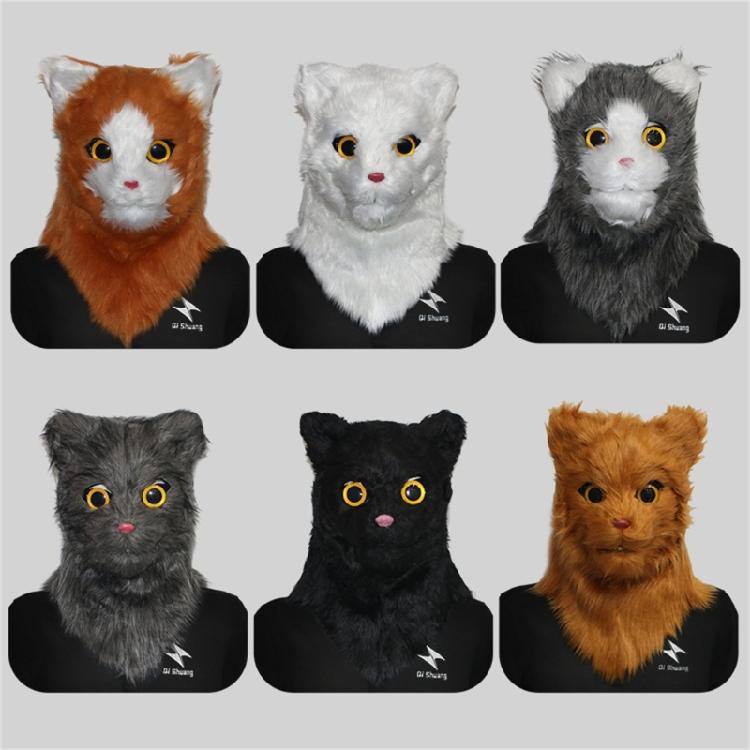 Maschera da Gatto Realistica con Bocca Mobile Maschera Animale con Testa Mobile Costume Cosplay