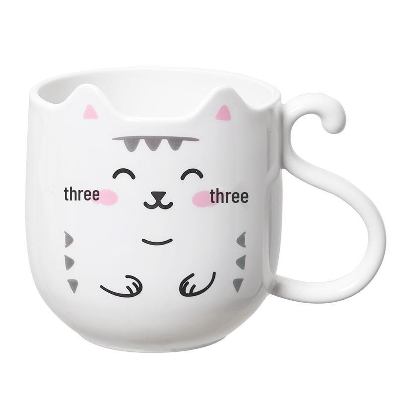 Cartoon Cat Wash Cup for Kids & Couples - Cute Toothbrush and Mouthwash Holder