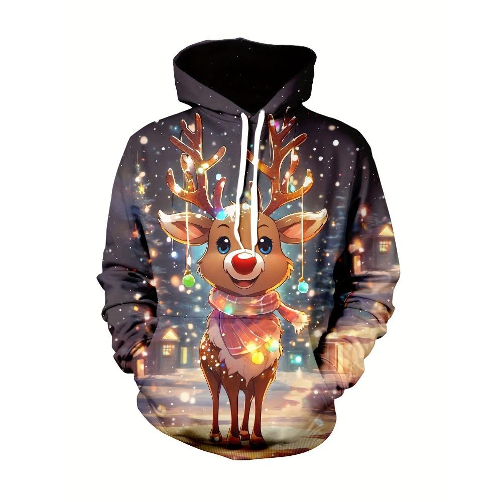 Autumn Winter Christmas Series 3D Digital Printed Men's Women's Loose Fitting Pullover Hoodies Fashionable Cartoon Long Sleeved Hoodies