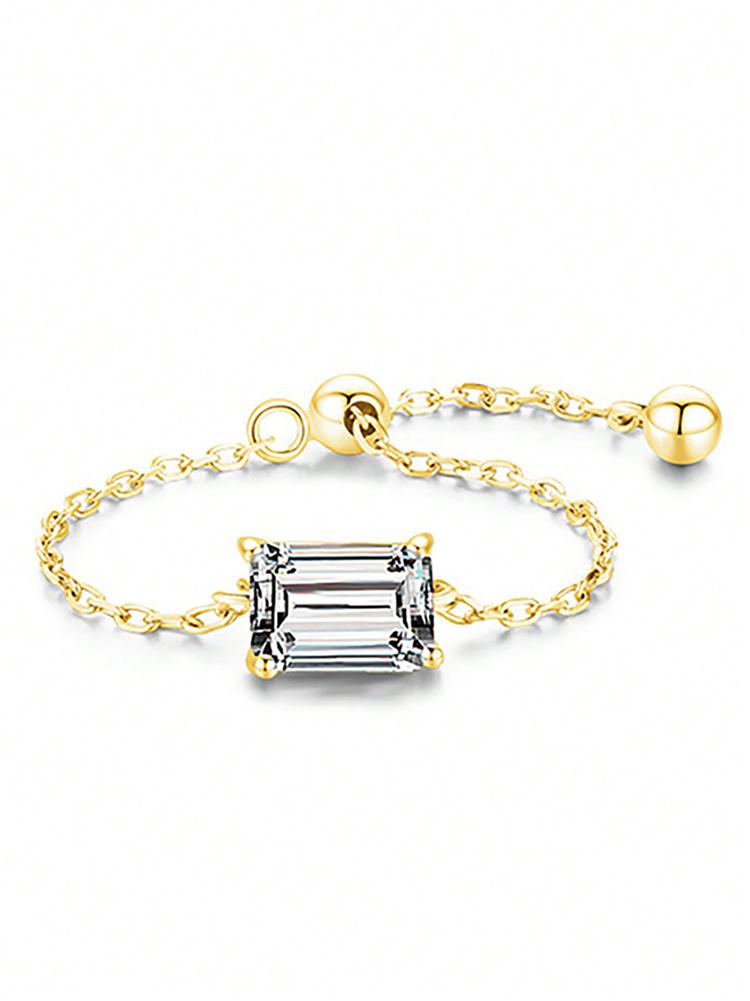 925 Silver Round Oval Water Drop Shape Zircon Chain Adjustable Ring For Women Anniversary Hight Quality Fine Jewelry