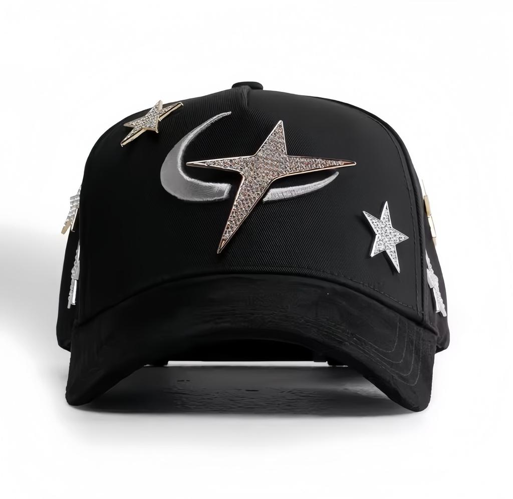 Wholesale Yo No Pesco Star Satin Lined Terry Dobby Embroidered Bling Sports Cap 5 Panel Rhinestone Brim Baseball Caps Barbas