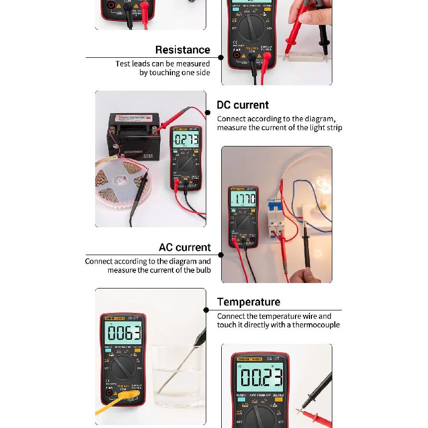 Digital Multimeter Transistor ANENG AN8009 Testers Capacitor True-RMS Tester Automotive Electrical Capacitance Meter Temp Diode