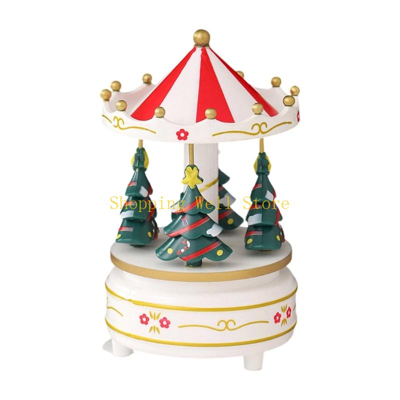 KX4B Rotating Holiday Music Box Christmas Tree Ornament Holiday Homes Decoration Gift