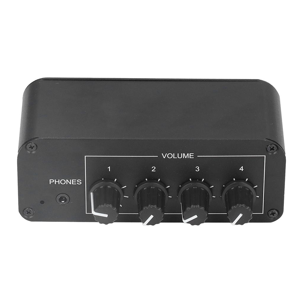 Stereo Sound Mixer 4 Channel RCA Input and Output Mini Stereo Mixer with Separate Volume Controls for Headphones