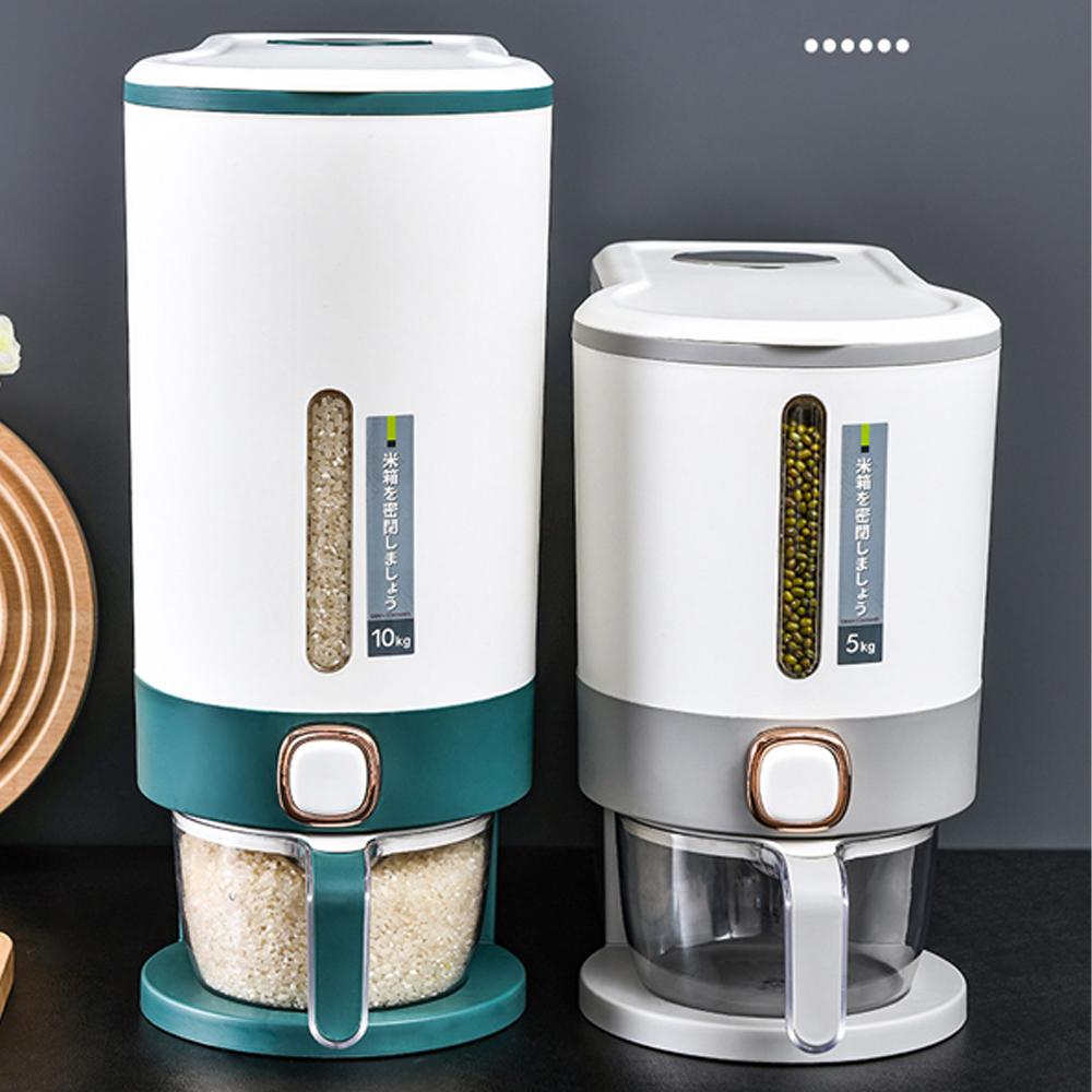 

Ящик для хранения риса на 22 фунта с мерным стаканом, герметичный дозатор для риса большой емкости, влагостойкий