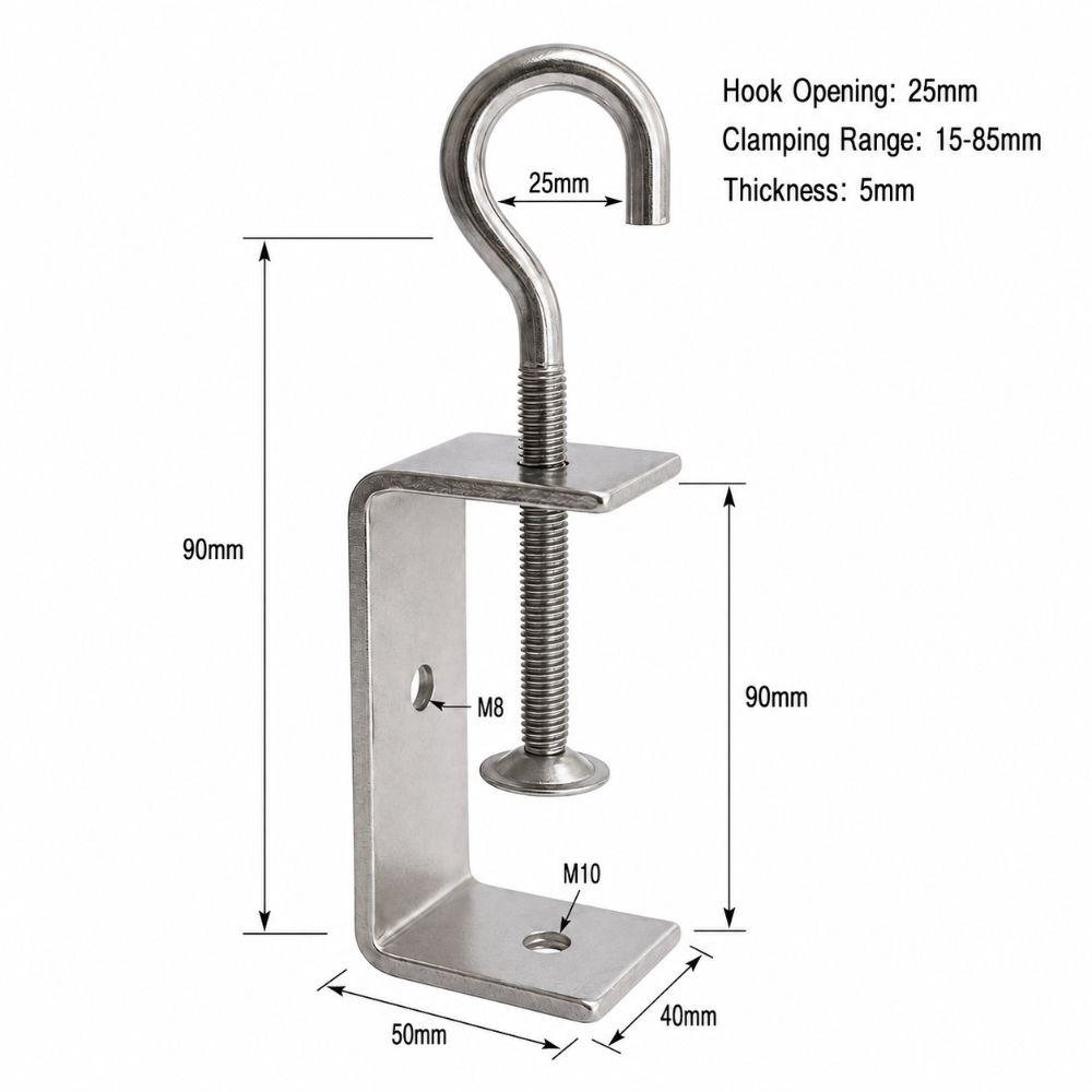 Pull Ring C-clamp 304 Stainless Steel Fixed Holder Clip Square Clamp Hardware Fasteners