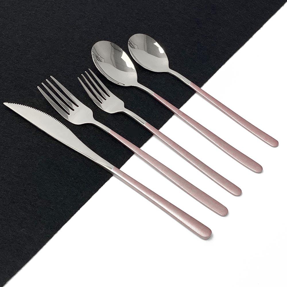 White Gold Cutlery Set 20Pcs Dinnerware Set 18/10 Stainless Steel Knife Fork Spoon Silverware Kitchen Flatware Tableware Set