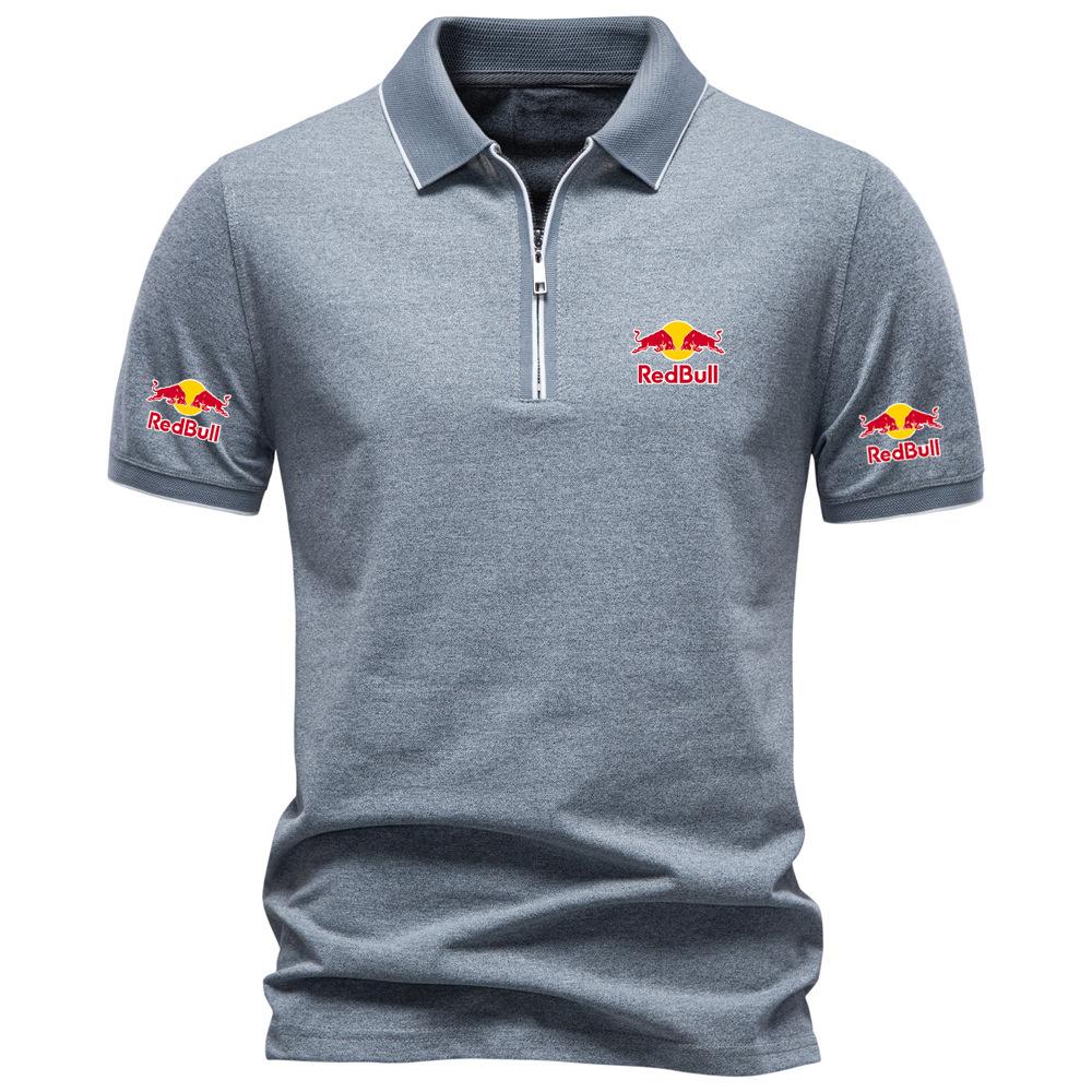 Red Bull Spring/Summer New Men Collar Zipper Polo Shirt Business Casual Men Short Sleeve Polo