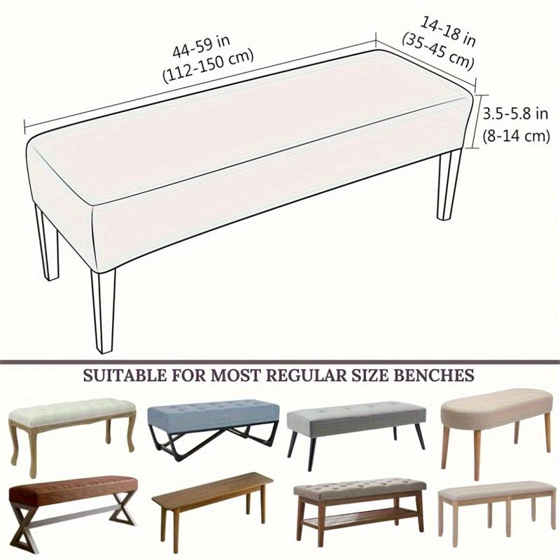 1Pc Solid Jacquard Long Bench Cover Stretch Piano Stool Covers Rectangle Dining Chair Slipcover All-Inclusive For Living Room