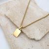 Geometric Square Box Pendant Inlaid With Natural Stone Jewelry Collarbone Chain Necklace For Girls' Girlfriends Does Not Fade