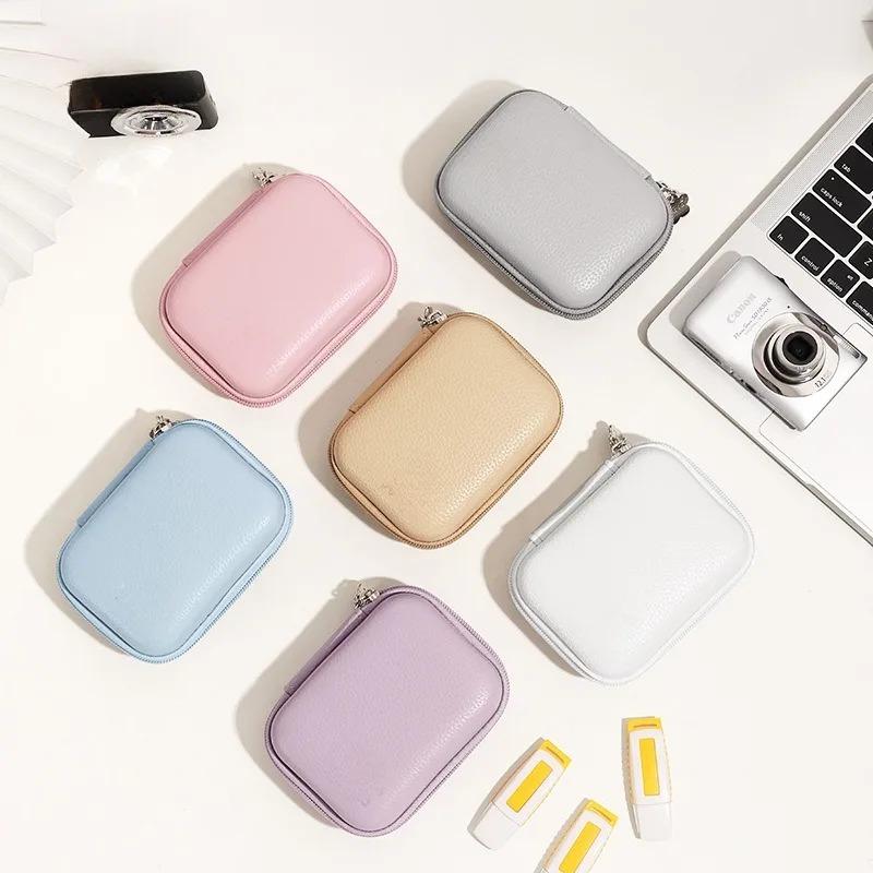 PU Leather Hard Shell Digital CCD Camera Case Small Travel Cameras Storage Holder Bag for SD Card Camera Accessories