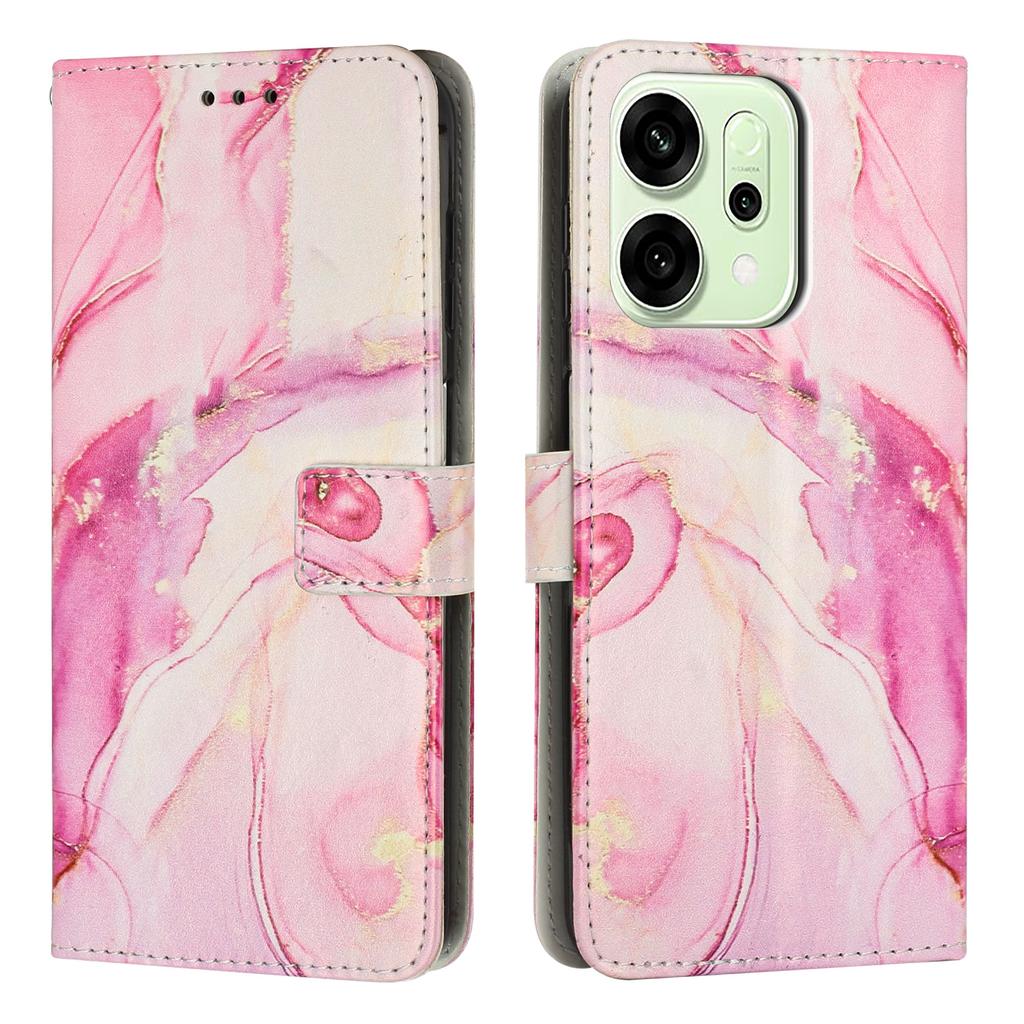 For Oppo Reno14 Pro 5G (China)/Oppo Reno14 Pro 5G (Global) Stand Case Marble Pattern PU Leather Wallet Phone Cover