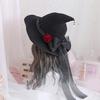 Lolita Modern Rose Big Bow Witch Hat Big Brim Cap Halloween Gifts for Head Ornam