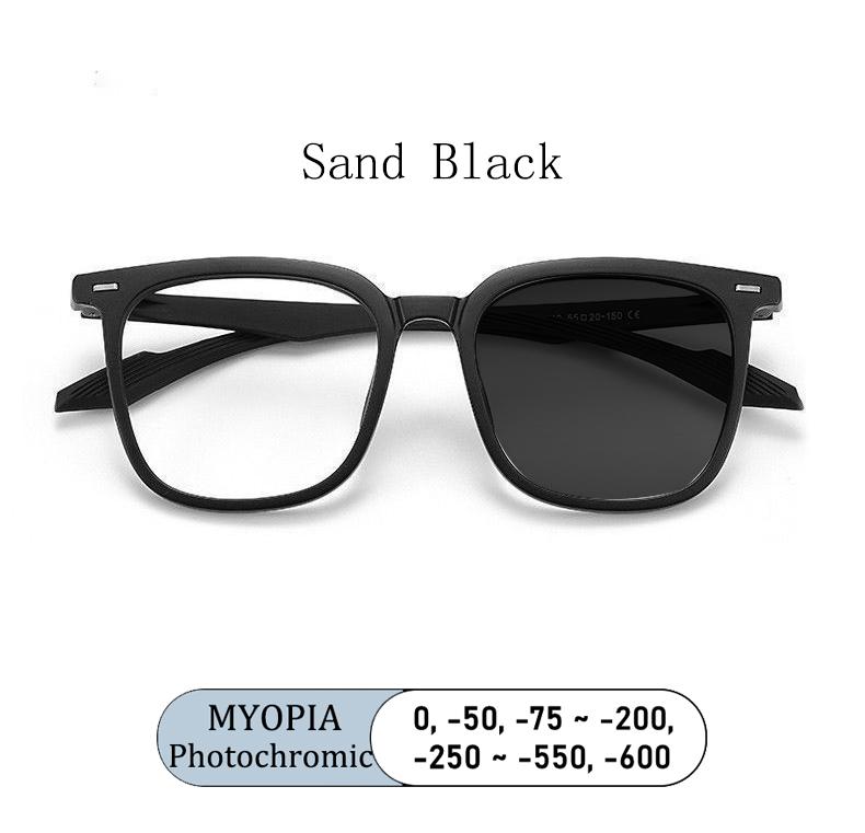 Classic Brand Photochromic Square Oversized Glasses Anti Blue Light Prescription Myopia Custom Men Eyewear