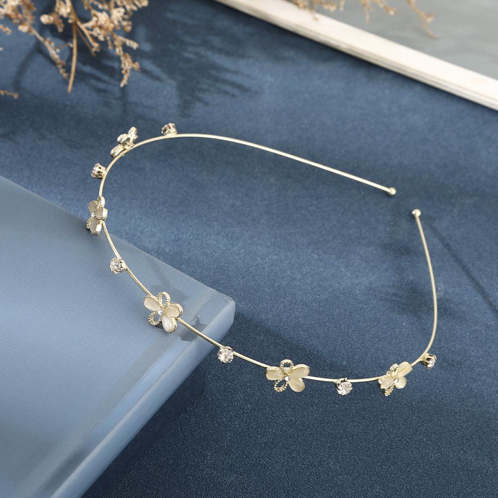 

AWAYTR Sweet Hair Hoop Headband Sport Wavy Headband Flower Hairband Crystal Headbands Women Gold Alloy Girls Hair Accessories