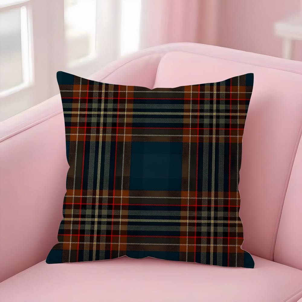 Christmas Plaid Pillow Case Sofa Short Plush Double-sided HD Printing Room Home Office Gift Cushion Cover