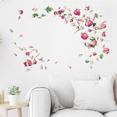 Beautiful Flying Roses Wall Sticker Art Decals Bedroom Living Room Background Decorations Wallpaper Home Mural Flowers Stickers