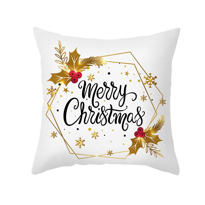 Home Christmas Decoration Pillowcase Merry  Platinum Ball Print  Living Room Sofa Cushion Cover Holiday Gift