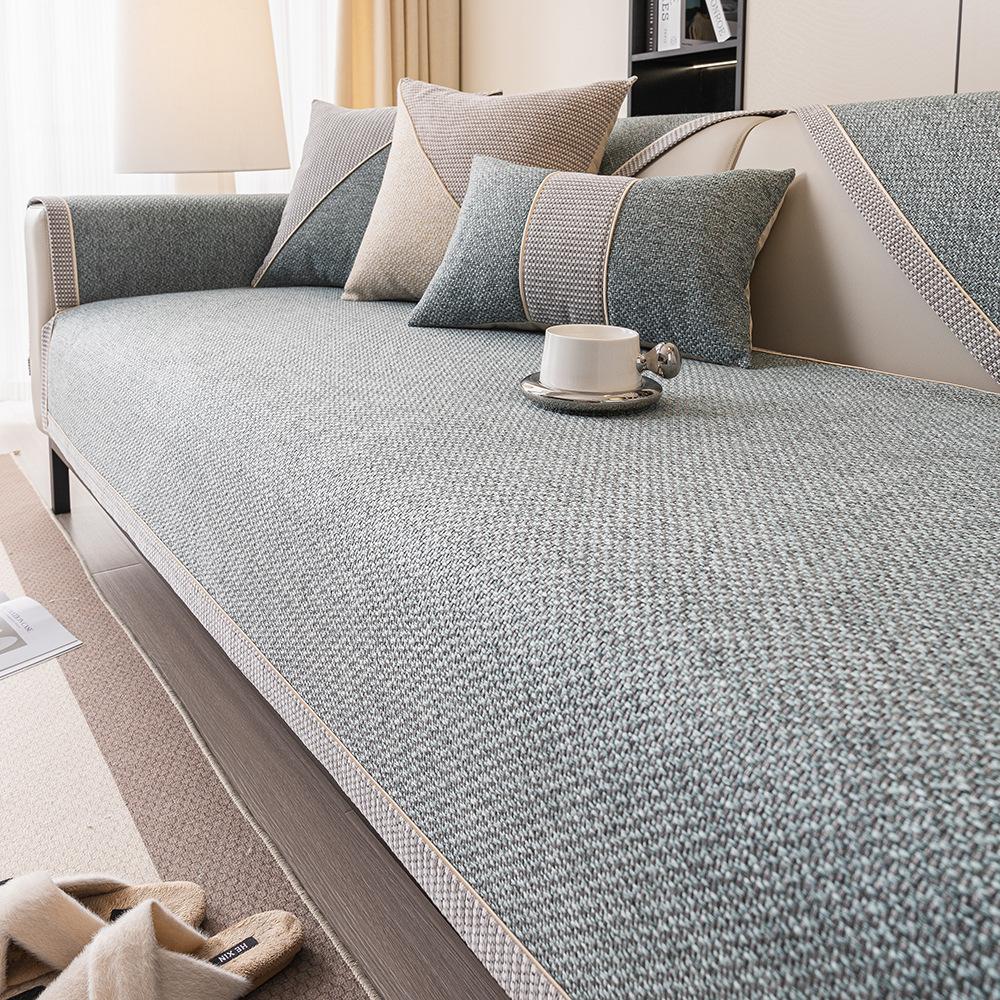 

Однотонная имитация хлопка и льна подушка для дивана универсальная для всех сезонов новый фиксированный нескользящий чехол для дивана чехол в стиле легкой роскоши 70*70cm