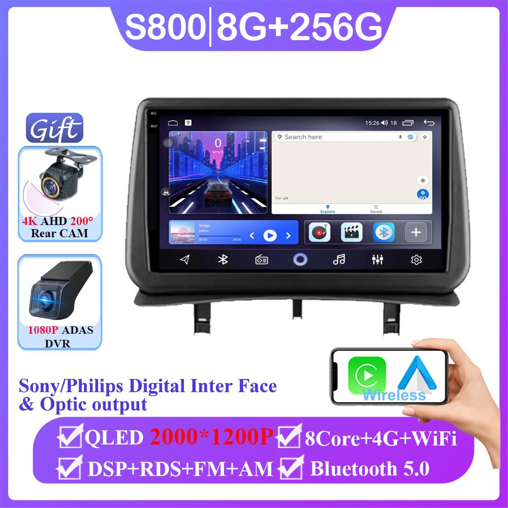 Für Renault Clio 3 2005 - 2014 2K QLED Android 14 Autoradio Multimedia Video Player GPS CarPlay 4G Navigation Stereo DSP KEIN 2Din