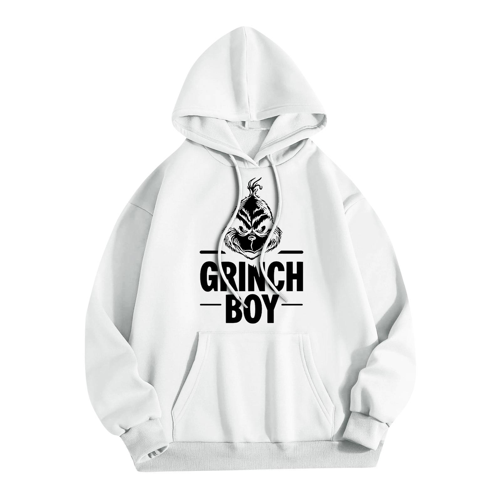 

Женская модная повседневная толстовка с капюшоном и карманами с рождественским принтом XL белый