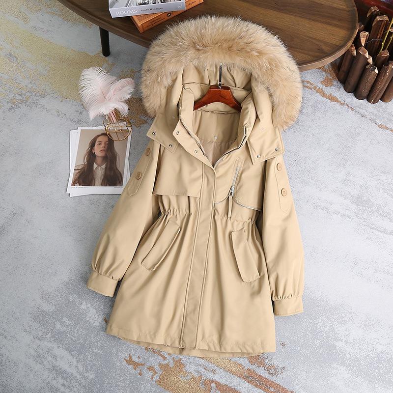 

Пирог хлопковая женская зимняя куртка с капюшоном, утолщенная, средней длины, холодостойкая, хлопковая куртка, талия на кулиске, пуховая хлопковая куртка, тренд 2XL suggestion [140-160] catties хаки