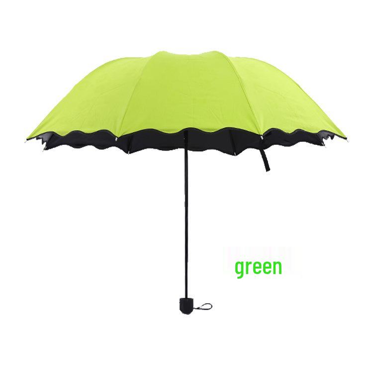 Blühender Rüschenschirm: Sonnenschirm & UV-Schutz, Schwarzleim, Regenschirm für Sonne oder Regen. Option für individuelles Logo.