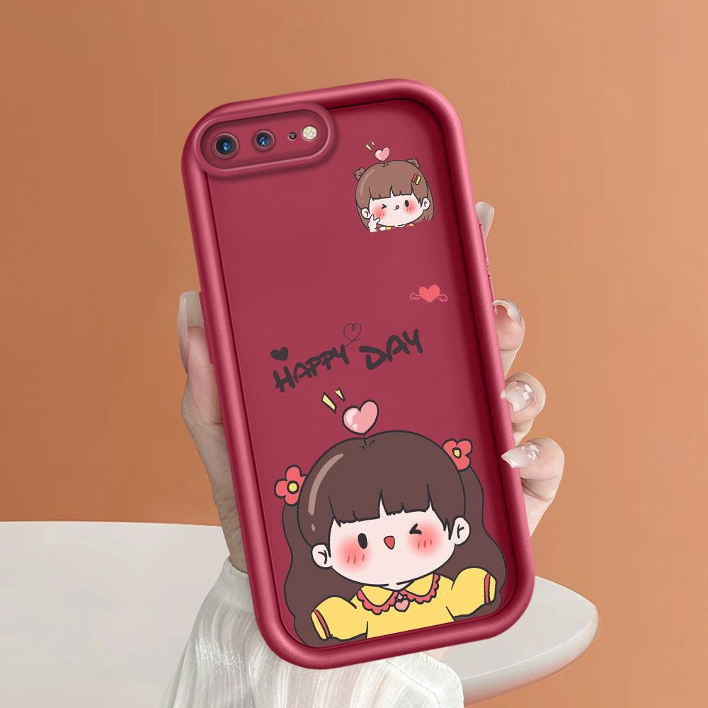 Lovely Cute Girl Pattern Phone Case for iPhone Samsung Galaxy Xiaomi Redmi POCO HUAWEI Honor Shockproof Rubber Soft Flexible Cover Casing