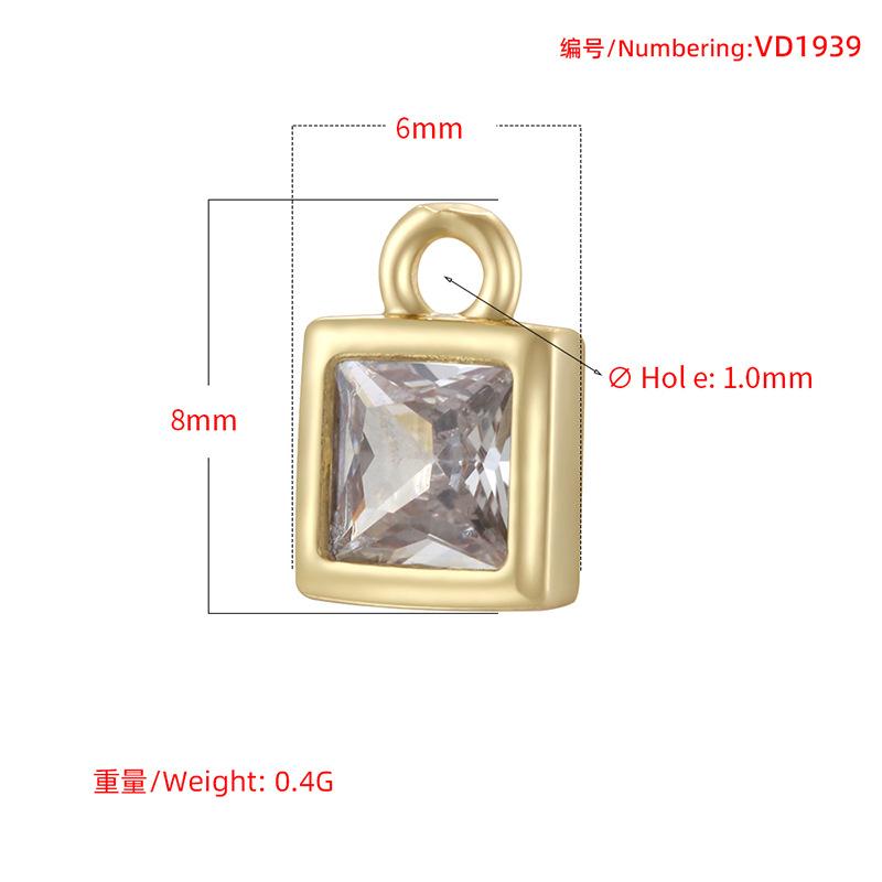 Light Luxury Twelfth Birthday Stone Sugar Cube Pendant Handmade Diy Bracelet Necklace Square Pendant Vd1939