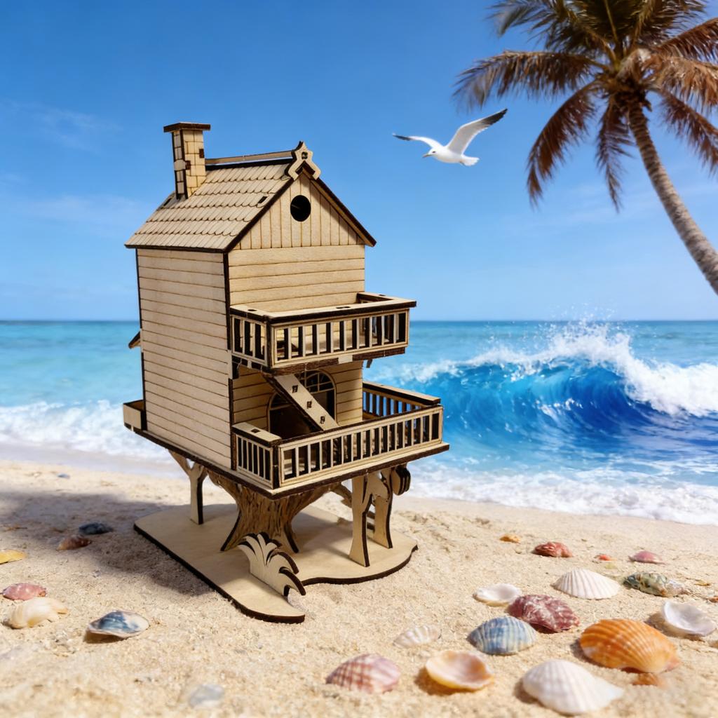 1 Wooden 3D Puzzle Cabin DO-IT-YOURSELF Wooden Assembly Miniature Imaginative Holiday Decor Present Perfect Ideal for Family Assembly