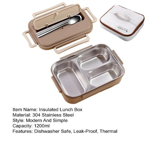 Insulated Lunch Box with Compartments Easy To Clean Stainless Steel Lunch Container Reusable Bento