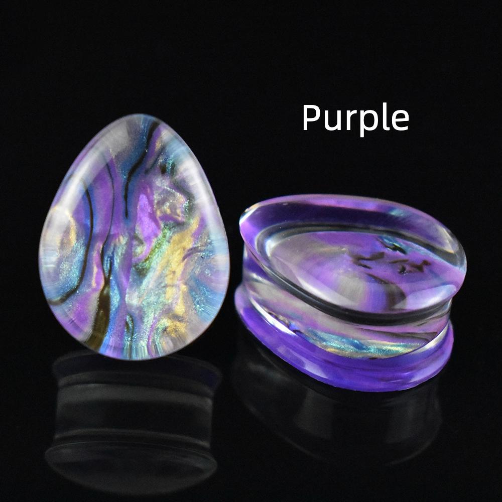 Pár 8-50mm Vícebarevné Vzor mušle Kapkovitý Akrylové Roztahováky do uší, Tunely, Dilatátory uší, Šperky pro piercing těla