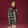 Girls' Warm Plaid Hooded Toggle Coat