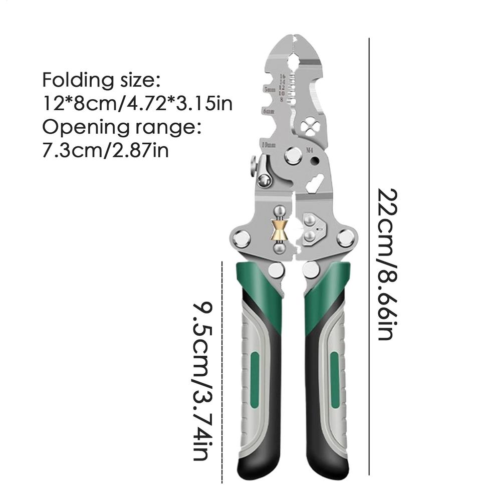 18 In 1 Foldable Wire Stripper Crimper Cable Cutter Pliers Heavy Duty Electrical Pliers For Wire Stripping Shearing Cutting Tool
