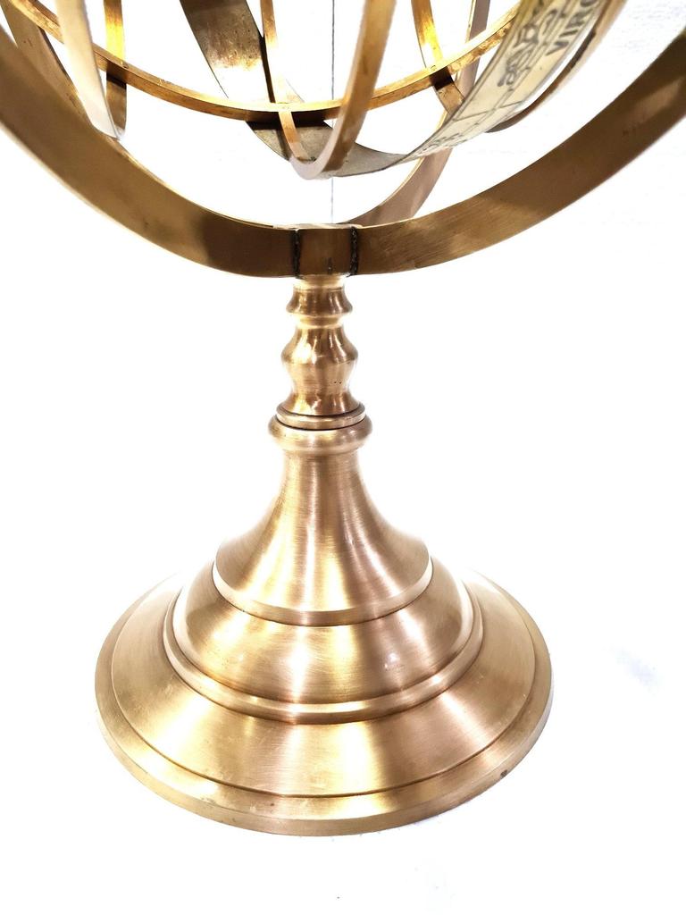 Nautical Big Brass Armillary Sphere World Globe Rosewood Base Home Decorative