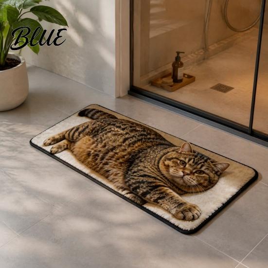 Non-slip Shower Carpet Cute Cat Shape Bathroom Rug 3D Simulation Modeling Soft Imitation Floor Mat Cashmere Absorbent Mat Decorative for Home Decor