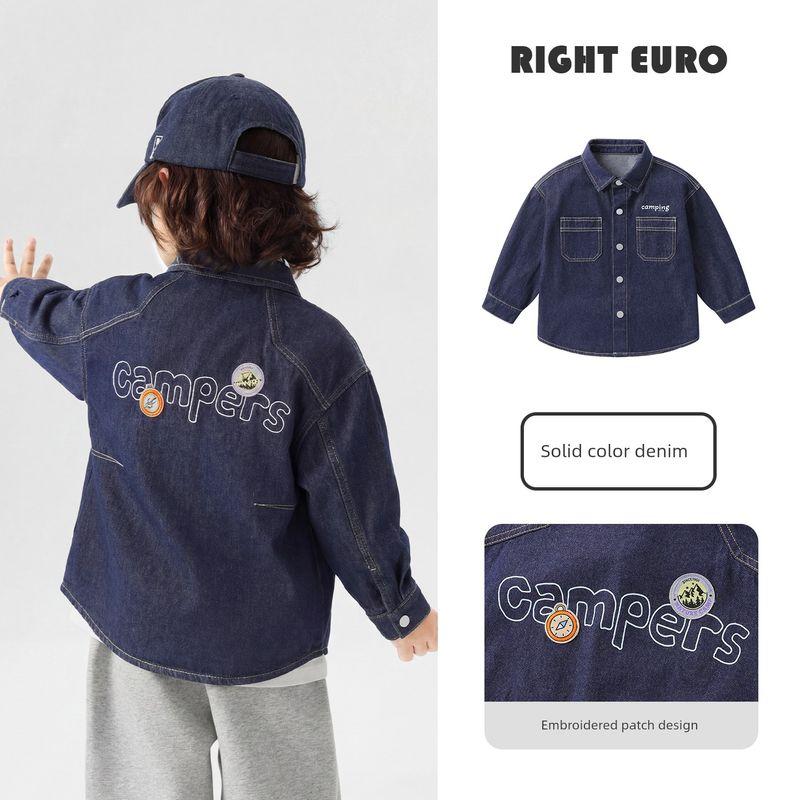 

Right European Style Boys Soft Denim Shirt Spring 2026 New Children s Clothing Baby Kids Shirt Top Korean Style Jacket Trendy Dark Blue 110