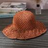 Women's Summer Handmade Crochet Straw Hat with Floral Pattern, Wide Brim Sun Hat, Hollowed-out, Foldable, Sun Protection Beach Fisherman Hat