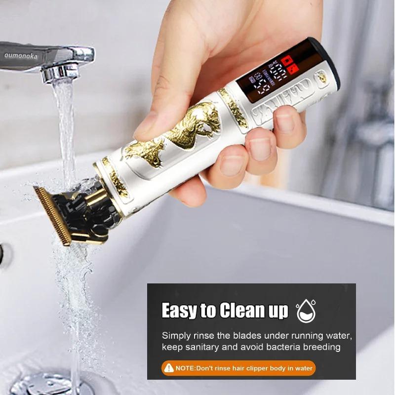 Stainless Steel Hair Clippers with Large Digital Display Electric Hair Clipper Professional USB Cordless Clipper Professional Beard Trimmer