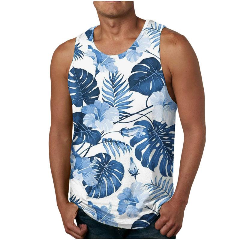 Sommer Herren 3D Gedrucktes Ärmelloses T-Shirt Mode Vielseitig Atmungsaktiv Trend Lässig