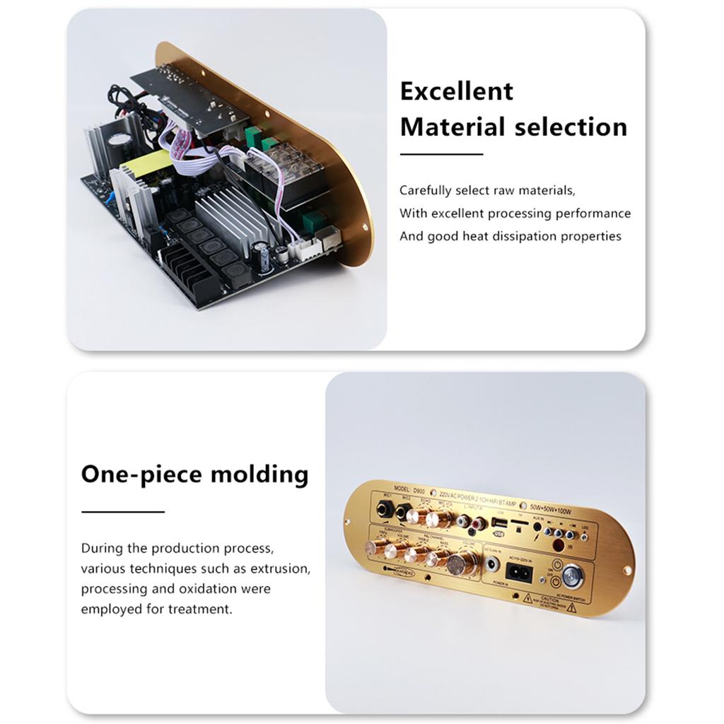 BT Amplifier Board Support AUX/USB/FM/TF Card/MIC BT 5.0 Digital Amplifier Board Subwoofer Amplifier for Home Karaoke