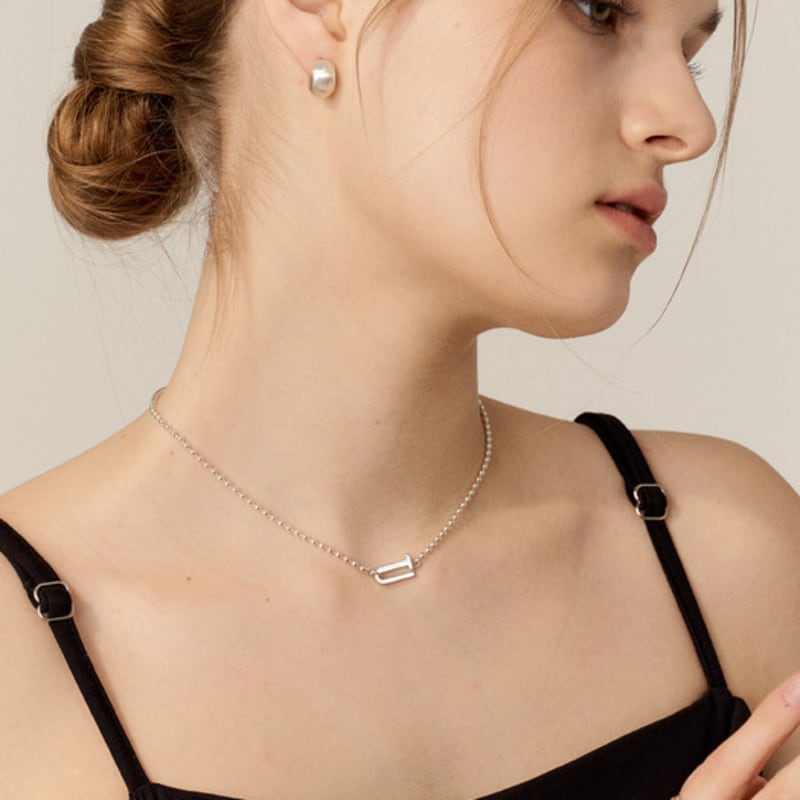 UNI.J [In517]Signature Logo Silver Necklace