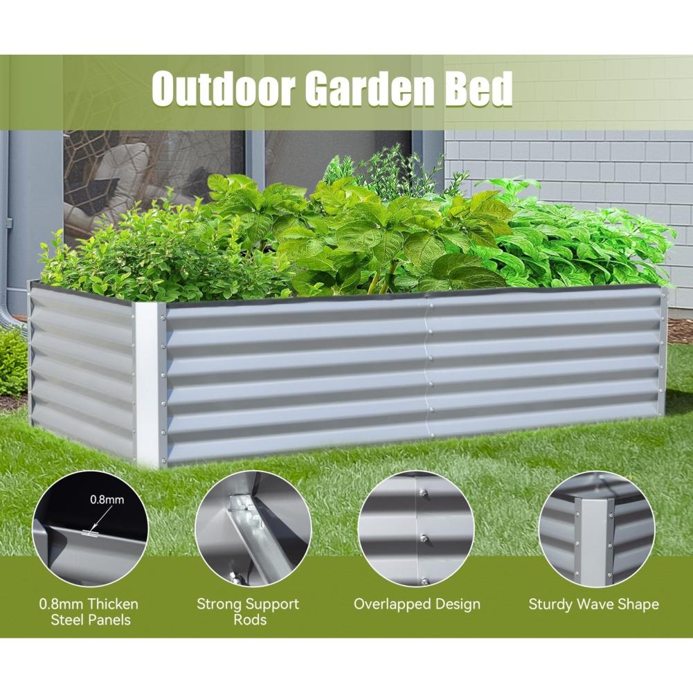 US 6x3x1.5Ft Galvanized Raised Garden Beds Large Elevated Planter Raised Beds Rot-Resistant Deep Root Planter Box For Vegetables