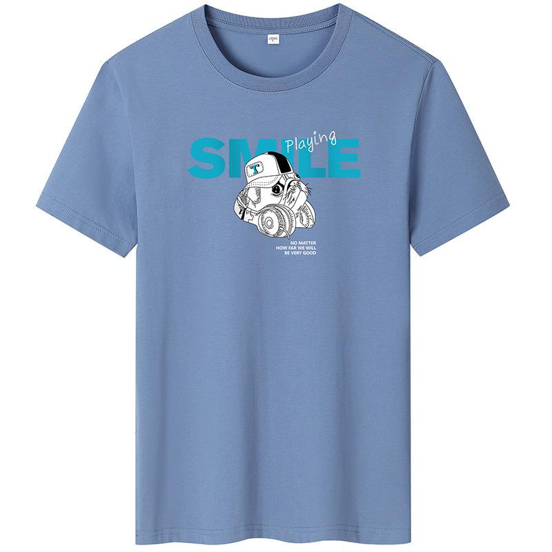 Smile Printed Man Fashion 7 Colors Tee Short-sleeved Pure Cotton T-shirt
