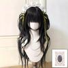 Lolita Wig With High Layered Long Wavy Hair Twin Ponytail Clip-on Set Silk Base Cap Heat Resistant Synthetic Fiber Cosplay