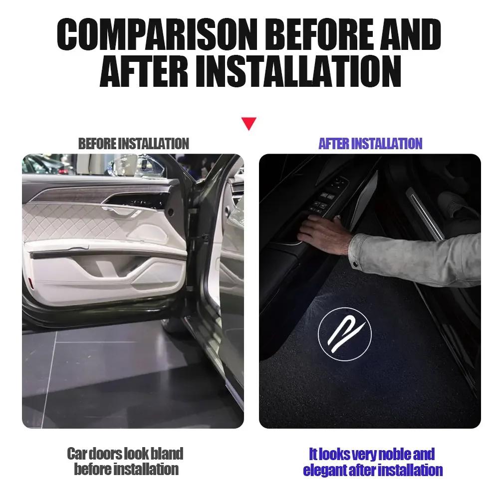 BHMTQ1 For VW 2PCS Car Door Welcome Lamp Battery Free Installation Is Suitable for Volkswagen Golf 5 6 7 Jetta Polo Caddy GTI Bora MK